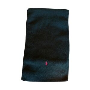 Polo Ralph Lauren Black Fleece Scarf Red Pony Logo Made in USA 90s vintage